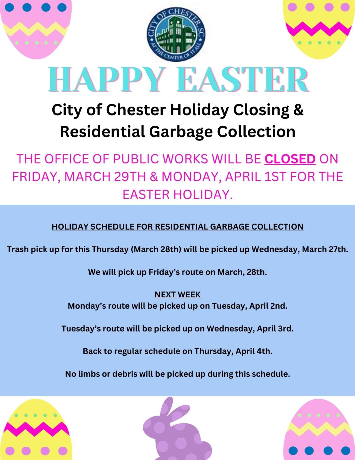 Closing Notice - Easter